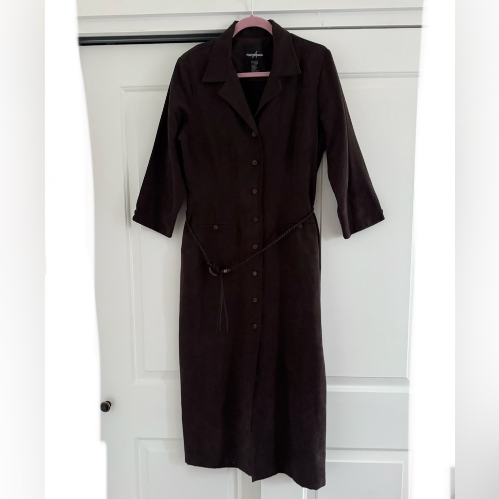 Positive Attitude Suede Dress with belt, size 12 Vintage